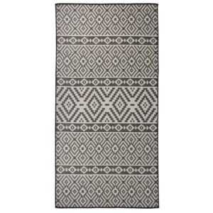 Tapete de tecido plano para exterior 100x200 cm riscas pretas