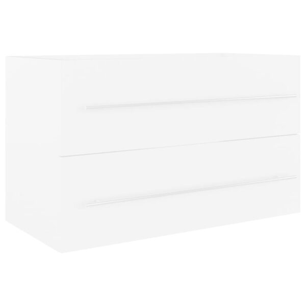 Armário de lavatório c/ lavatório embutido contraplacado branco - Image 2