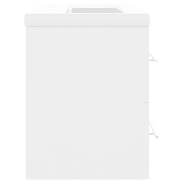 Armário de lavatório c/ lavatório embutido contraplacado branco - Image 6