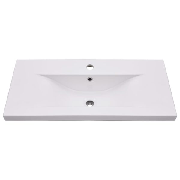 Armário de lavatório c/ lavatório embutido contraplacado branco - Image 10
