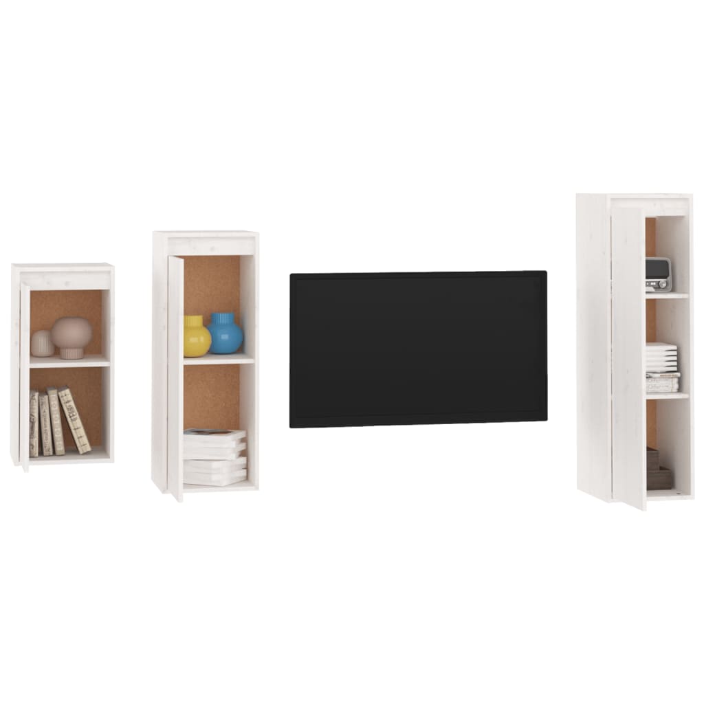 Móveis de TV 3 pcs madeira de pinho maciça branco - Image 3