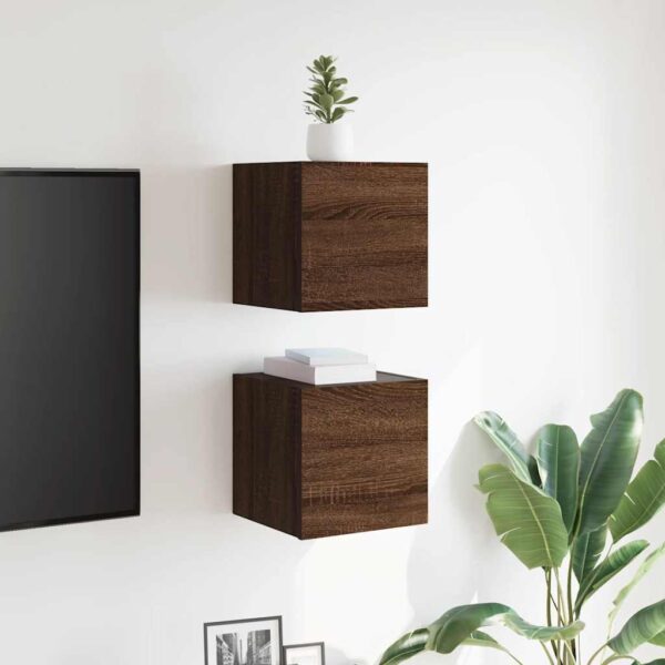 Móveis de TV de parede 2pcs 30,5x30x30 cm cor carvalho castanho - Image 2