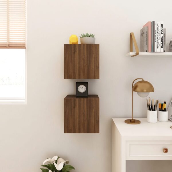 Móveis de TV de parede 2pcs 30,5x30x30 cm cor carvalho castanho - Image 3