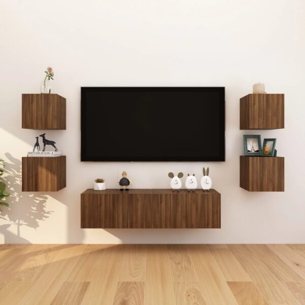 Móveis de TV de parede 2pcs 30,5x30x30 cm cor carvalho castanho - Image 5