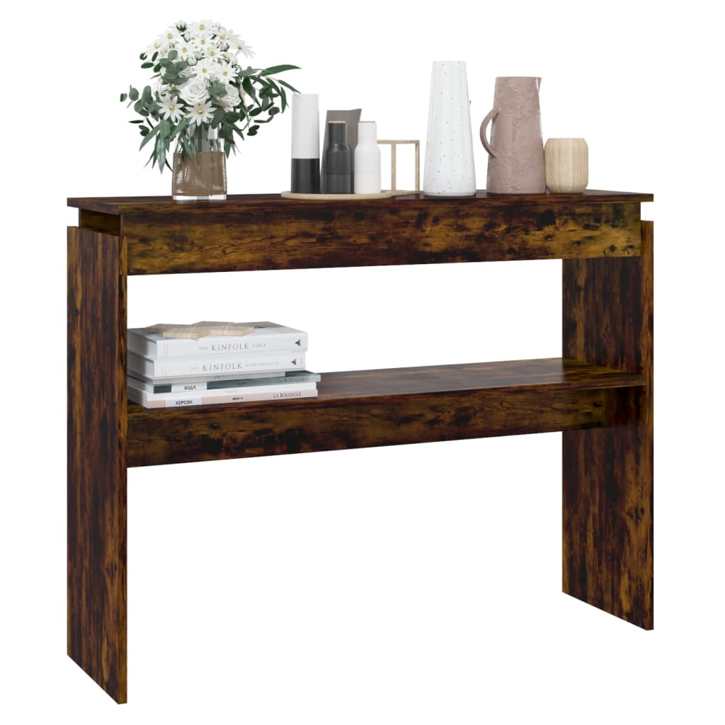 Mesa consola 102x30x80 cm derivados de madeira carvalho fumado - Image 4