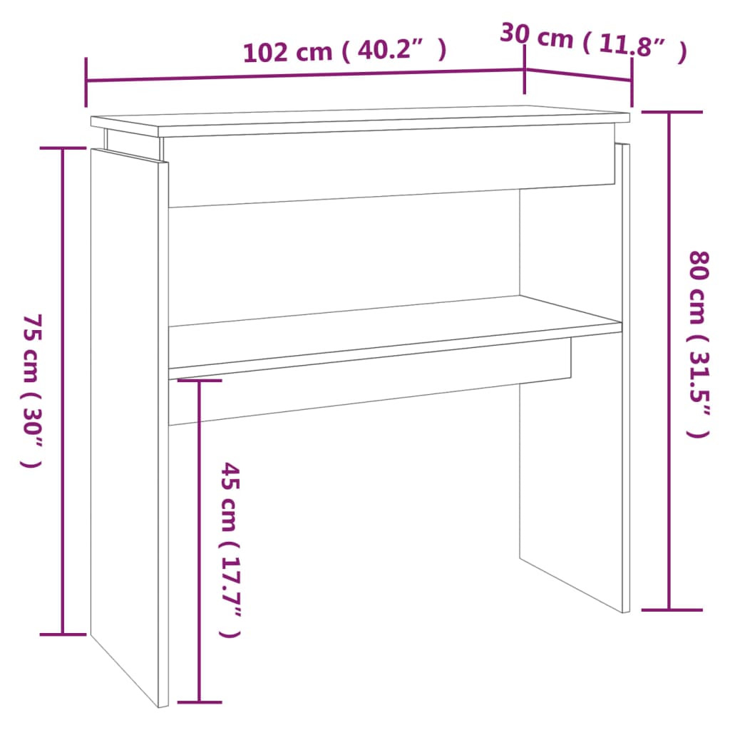 Mesa consola 102x30x80 cm derivados de madeira carvalho fumado - Image 5