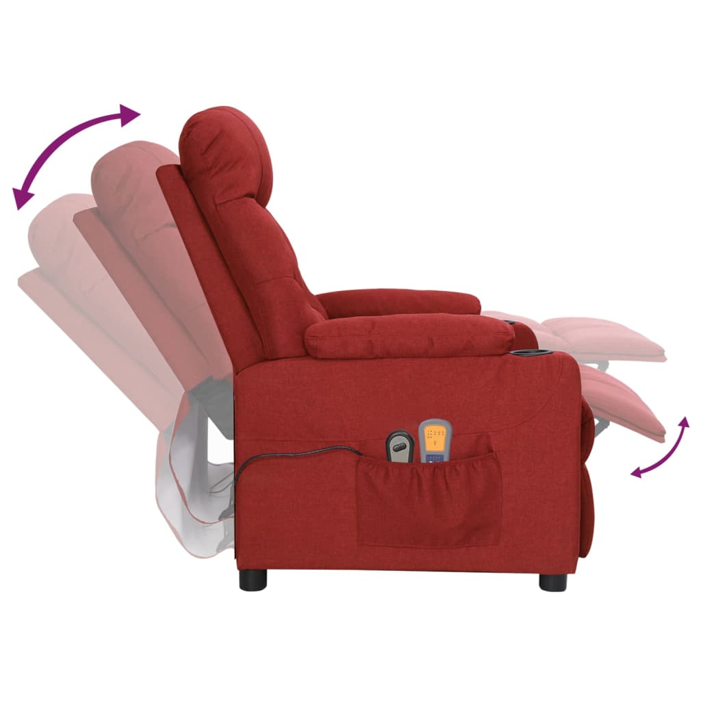 Poltrona de massagens elétrica reclinável tecido vermelho tinto - Image 7
