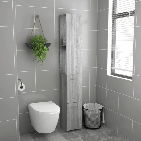 Armário WC 25x26,5x170 cm derivados de madeira sonoma cinzento - Image 2