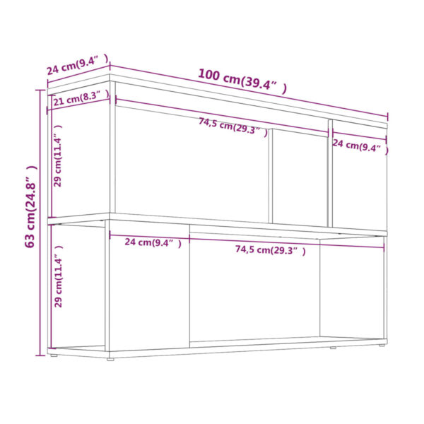Estante 100x24x63 cm derivados de madeira cinzento sonoma - Image 6