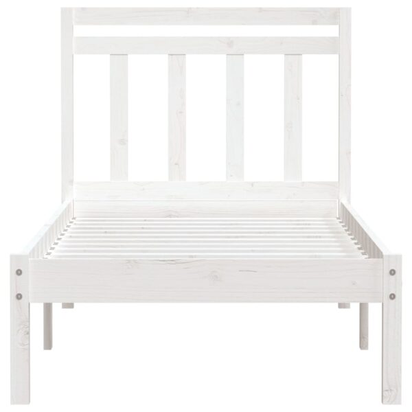 Estrutura de cama solteiro 90x190 cm madeira maciça branco - Image 3