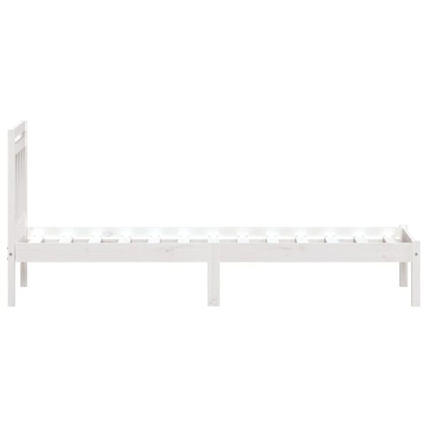 Estrutura de cama solteiro 90x190 cm madeira maciça branco - Image 4
