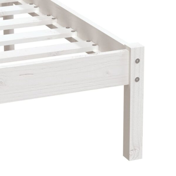 Estrutura de cama solteiro 90x190 cm madeira maciça branco - Image 6