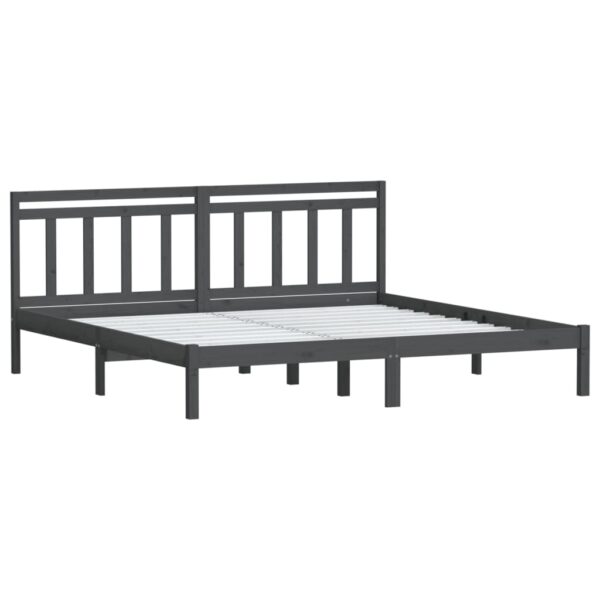 Estrutura de cama 200x200 cm pinho maciço cinzento - Image 2