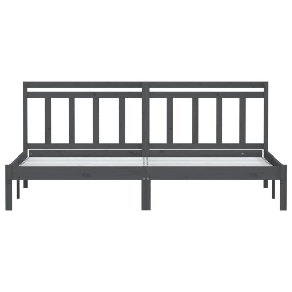 Estrutura de cama 200x200 cm pinho maciço cinzento - Image 3