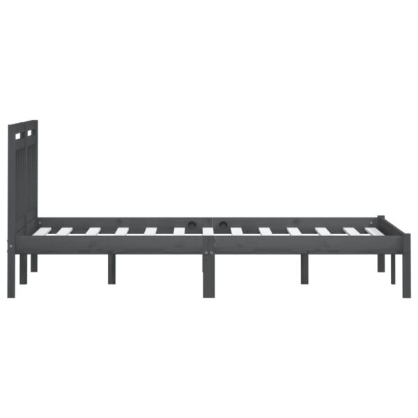 Estrutura de cama 200x200 cm pinho maciço cinzento - Image 4