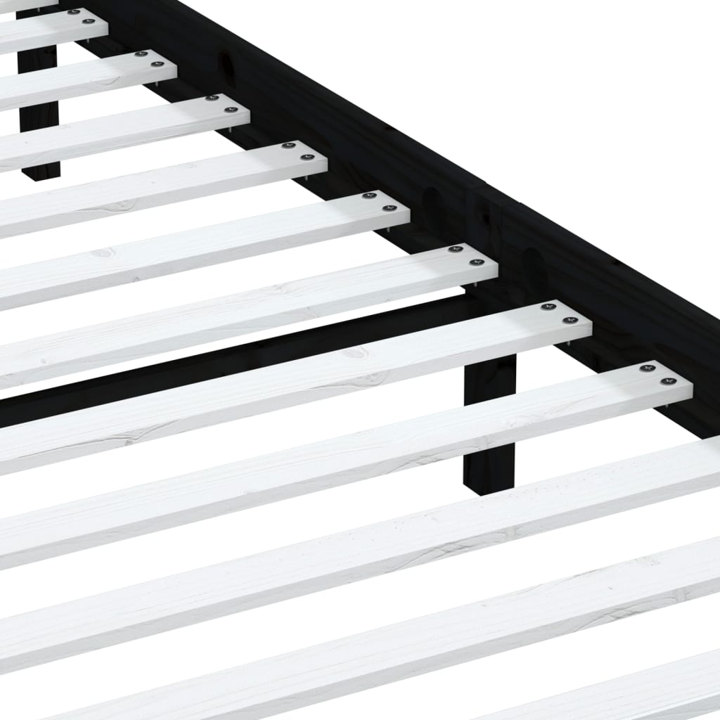 Estrutura de cama 200x200 cm pinho maciço preto - Image 5