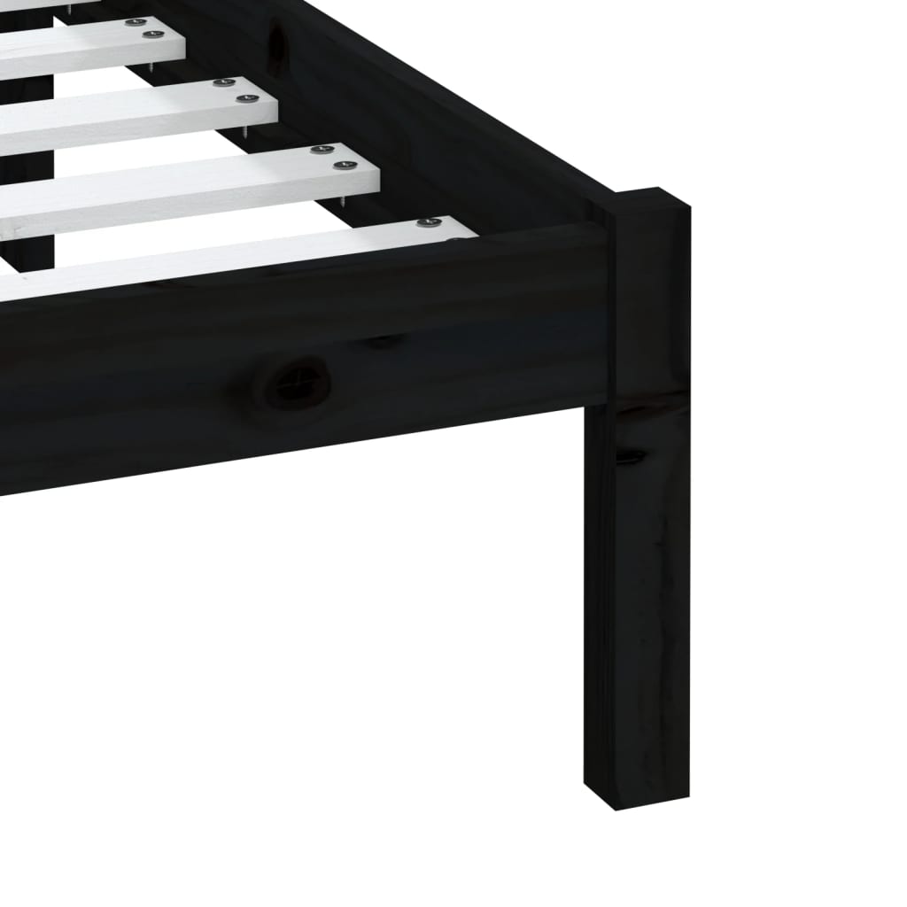 Estrutura de cama 200x200 cm pinho maciço preto - Image 6