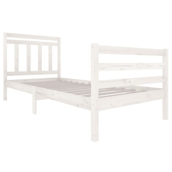 Estrutura de cama 90x200 cm madeira maciça branco - Image 2