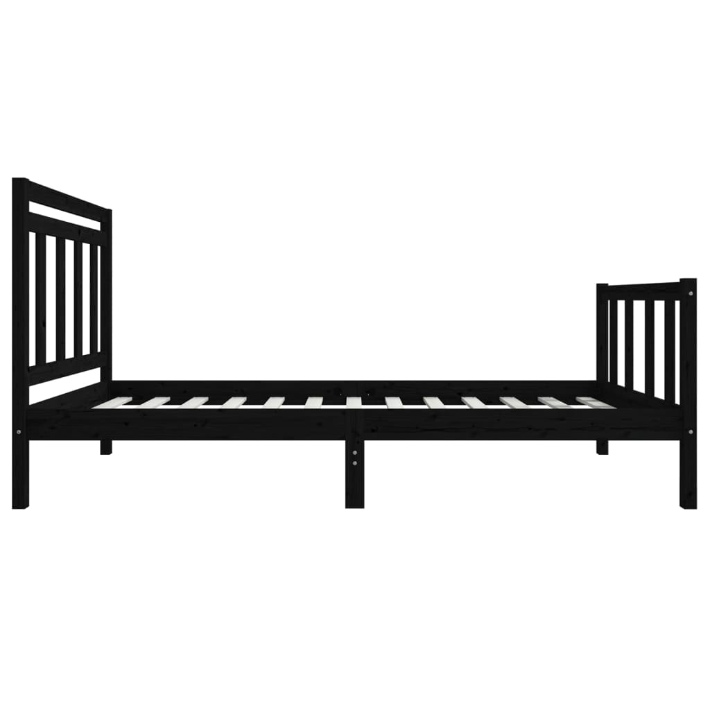 Estrutura de cama solteiro 90x190 cm madeira maciça preto - Image 4