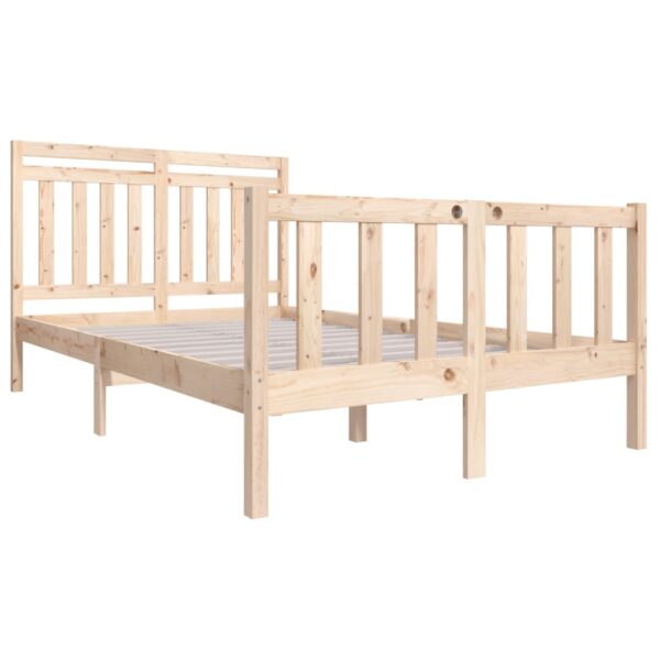 Estrutura de cama casal 135x190 cm madeira maciça - Image 2