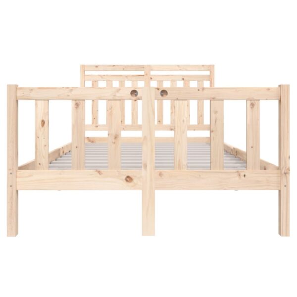 Estrutura de cama casal 135x190 cm madeira maciça - Image 3