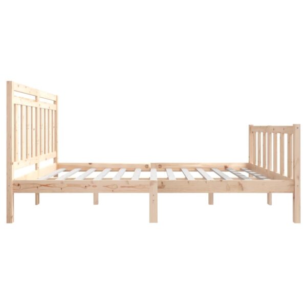 Estrutura de cama casal 135x190 cm madeira maciça - Image 4