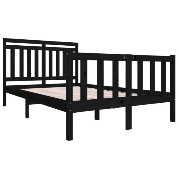Estrutura de cama 140x190 cm madeira maciça preto - Image 2