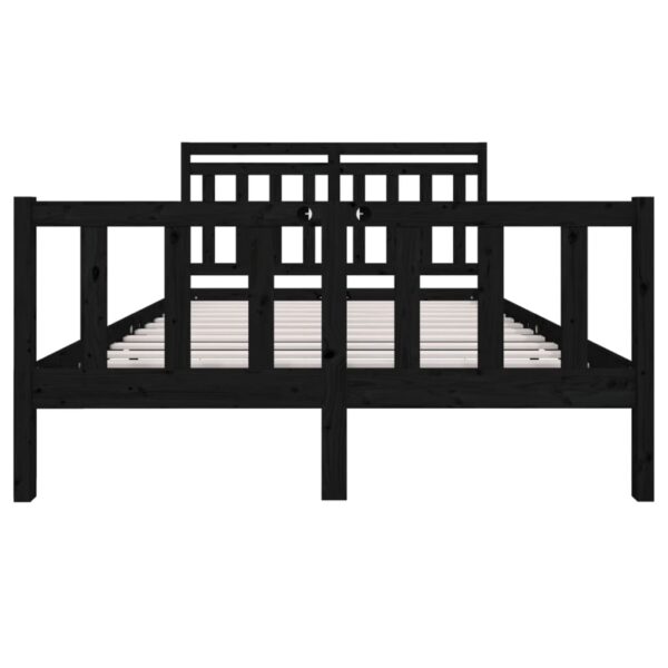 Estrutura de cama 140x190 cm madeira maciça preto - Image 3