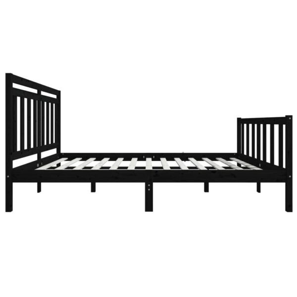 Estrutura de cama 140x190 cm madeira maciça preto - Image 4