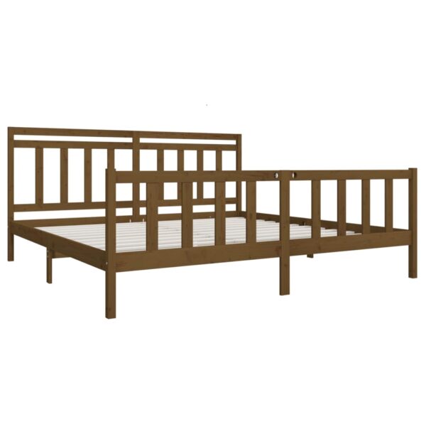 Estrutura de cama 200x200 cm madeira maciça castanho mel - Image 2