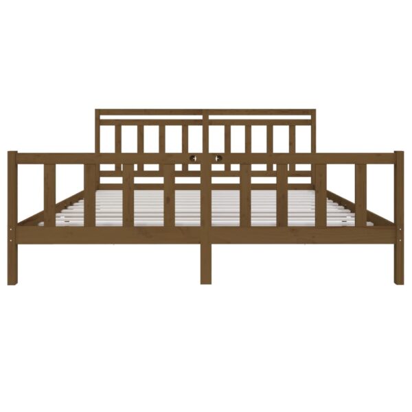 Estrutura de cama 200x200 cm madeira maciça castanho mel - Image 3
