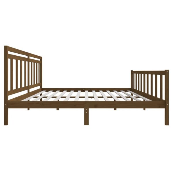 Estrutura de cama 200x200 cm madeira maciça castanho mel - Image 4