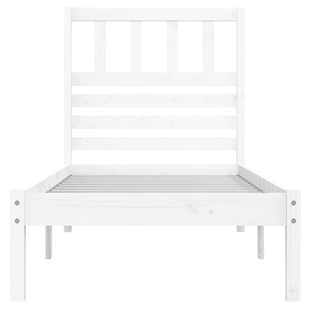 Cama sem colchão 75x190 cm madeira de pinho maciça branco - Image 3