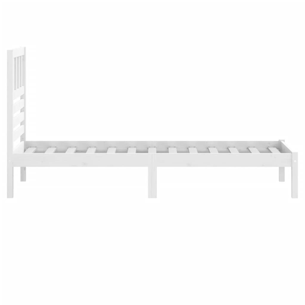 Cama sem colchão 75x190 cm madeira de pinho maciça branco - Image 4