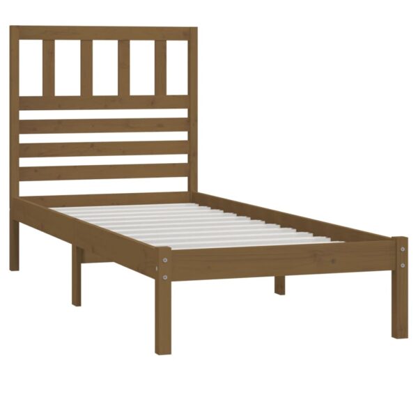 Estrutura de cama 100x200 cm madeira pinho maciço castanho mel - Image 2