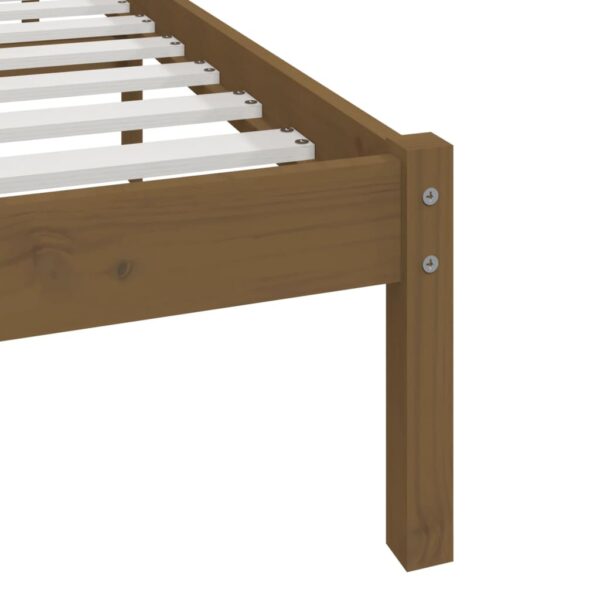 Estrutura de cama 100x200 cm madeira pinho maciço castanho mel - Image 6