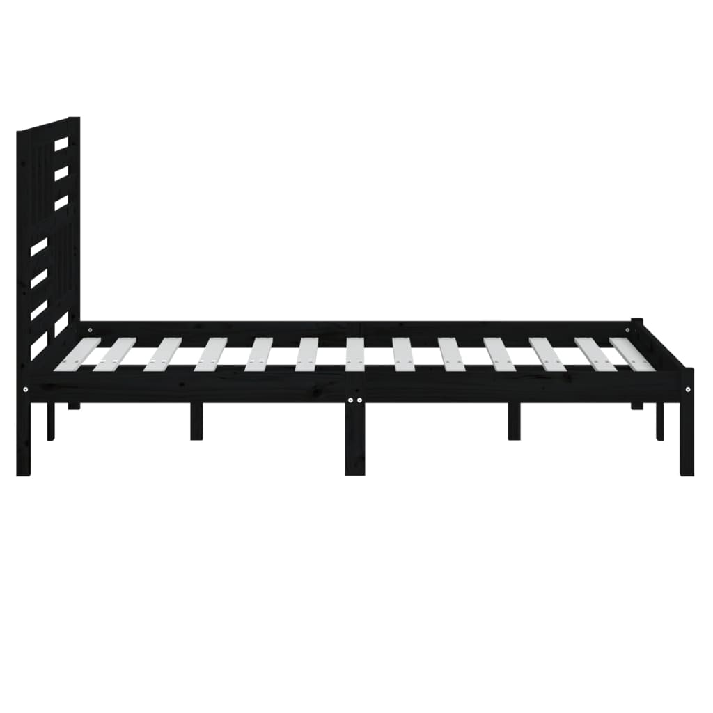 Estrutura de cama 120x200 cm madeira de pinho maciça preto - Image 4