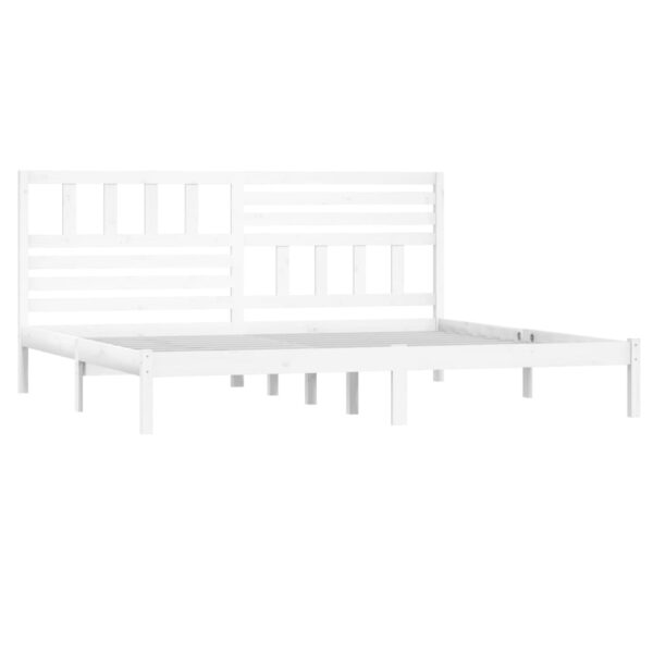 Estrutura de cama 200x200 cm pinho maciço branco - Image 2