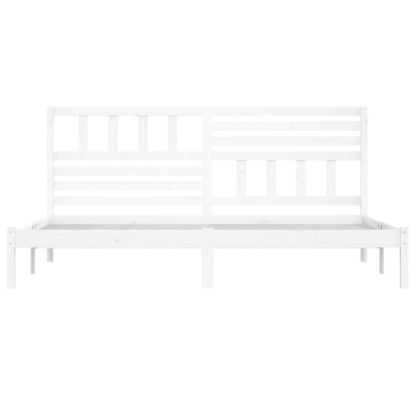 Estrutura de cama 200x200 cm pinho maciço branco - Image 3