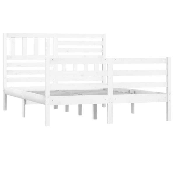 Estrutura de cama 140x200 cm madeira maciça branco - Image 2