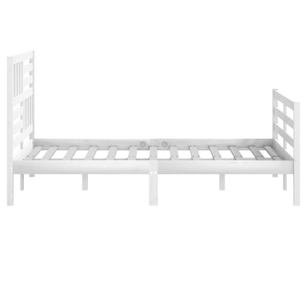 Estrutura de cama 140x200 cm madeira maciça branco - Image 4