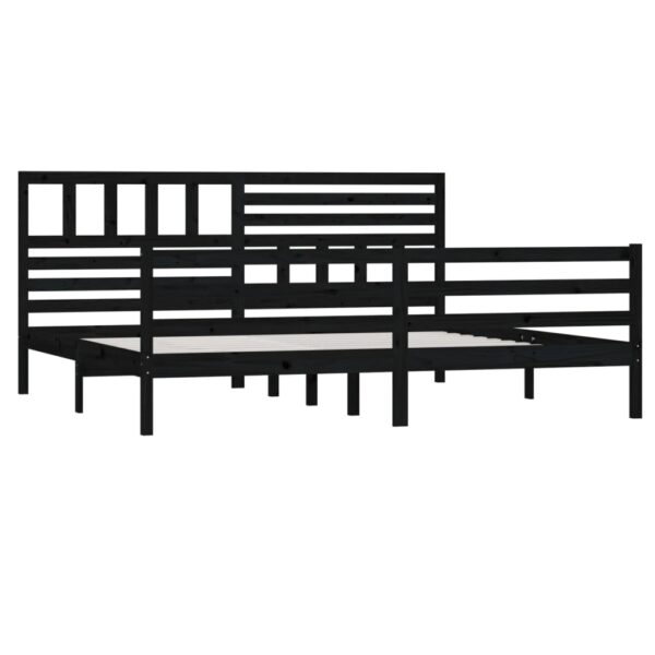 Estrutura de cama 200x200 cm madeira maciça preto - Image 2