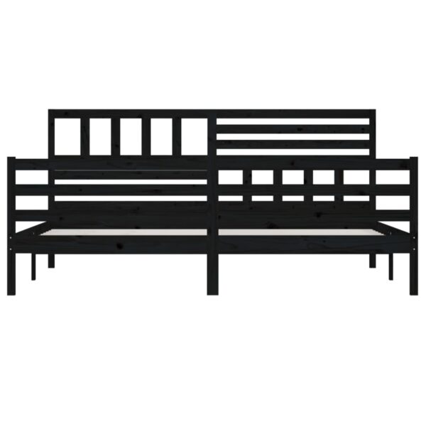 Estrutura de cama 200x200 cm madeira maciça preto - Image 3