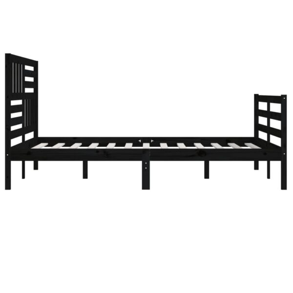 Estrutura de cama 200x200 cm madeira maciça preto - Image 4