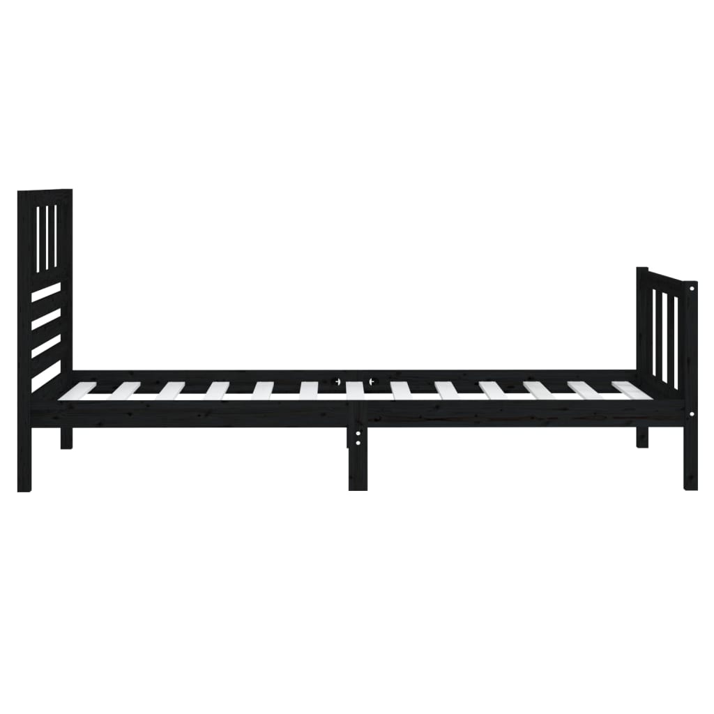 Estrutura cama de solteiro 90x200 cm madeira maciça preto - Image 4
