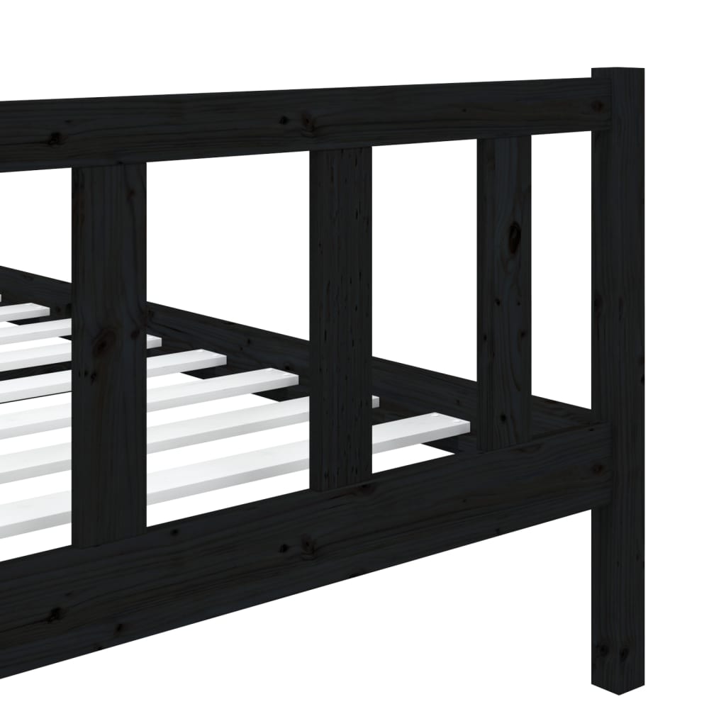 Estrutura cama de solteiro 90x200 cm madeira maciça preto - Image 6
