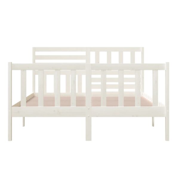 Estrutura de cama king 150x200 cm madeira maciça branco - Image 4