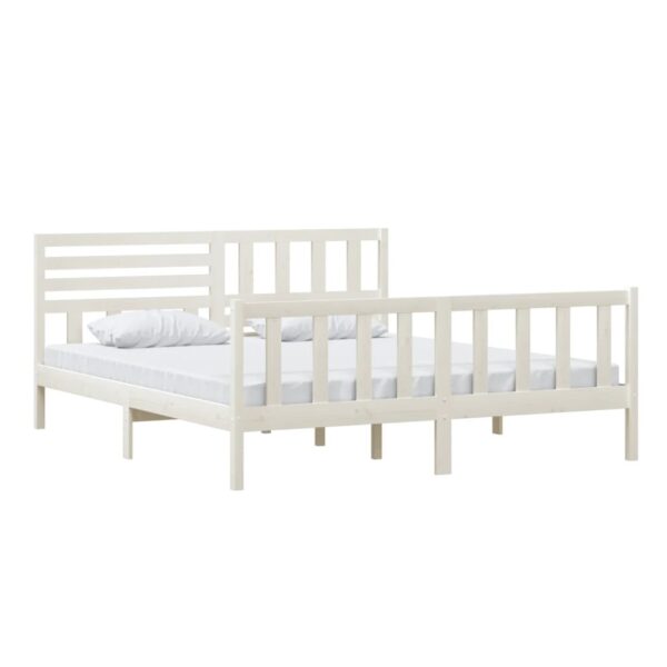 Estrutura de cama super king 180x200 cm madeira maciça branco - Image 2