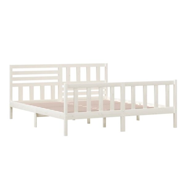 Estrutura de cama super king 180x200 cm madeira maciça branco - Image 3