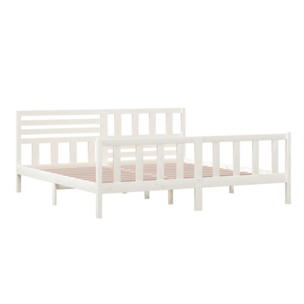 Estrutura de cama 200x200 cm madeira maciça branco - Image 3